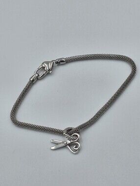 Brighton Sterling Silver Plated Barber Scissors Charm Bracelet